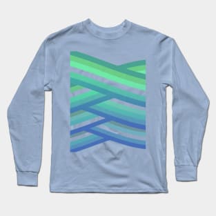 Geometric beach blue waves Long Sleeve T-Shirt